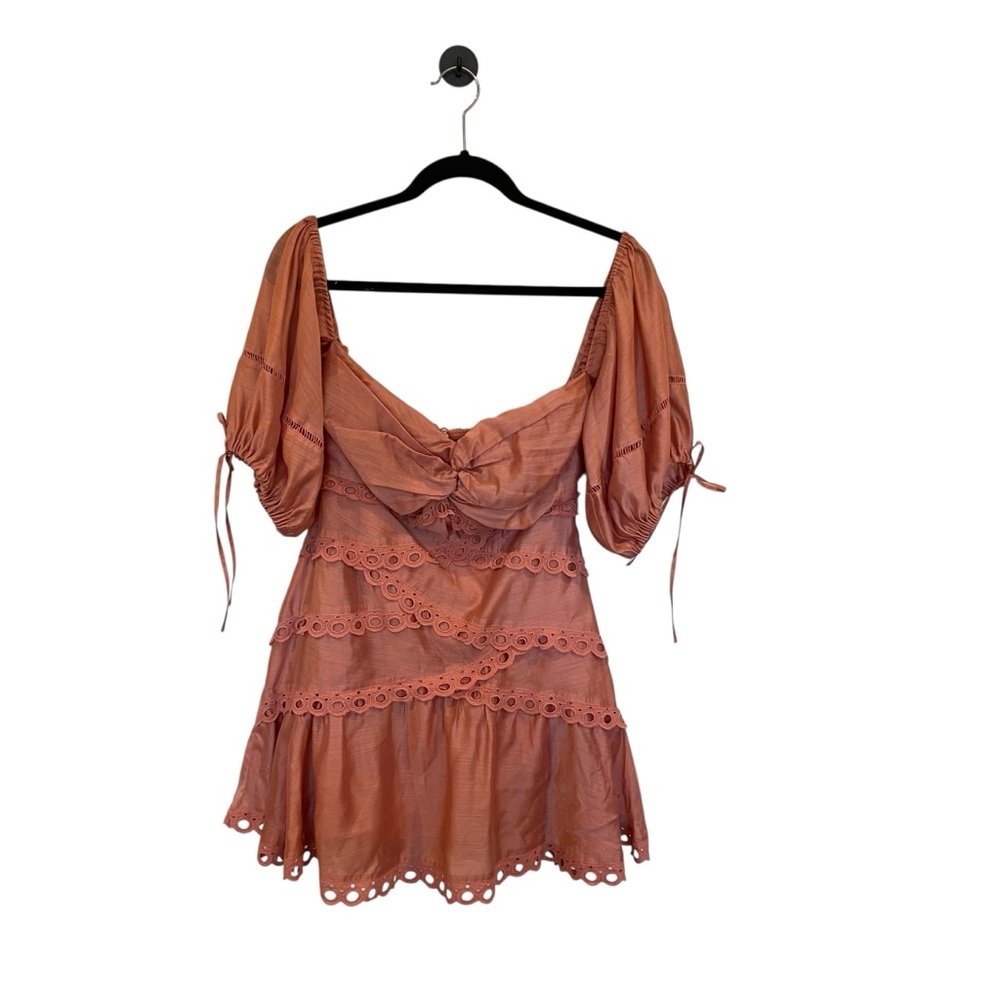 ASOS Off The Shoulder Coquette Voile Mini Dress With Lace - Picture 3 of 10